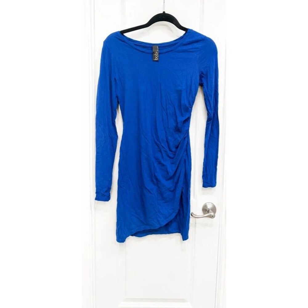 Bobi Los Angeles Royal Blue Ruched Long Sleeve Bodycon Dress Medium